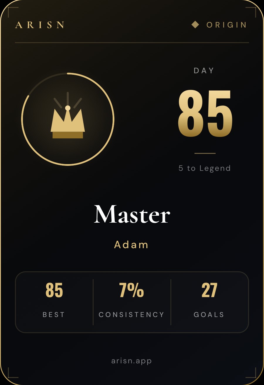 Example Master milestone card, front.