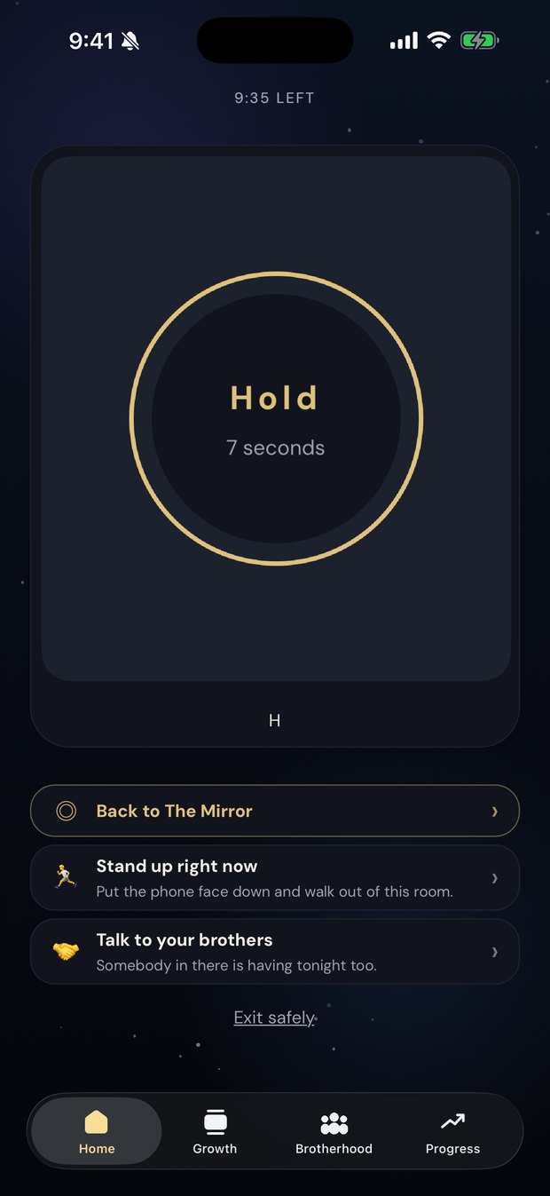 Arisn guided urge session with a breathing ring, timer, and escape actions.